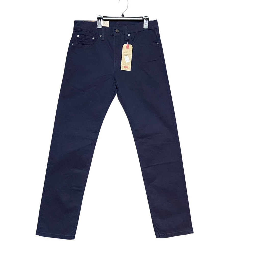 Levis 502 Regular Taper Mens 31x32 Navy Blue Stretch Pants 295070341 NWT